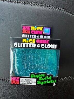 Nee Doh Nice Cube Glitter & Glow Super Solid Squish - Blue